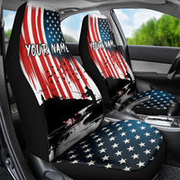 Custom Flag American Fishing Car Seat Cover Fish Silhouette in Grunge Patriotic - Wonder Print Shop