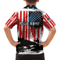 Custom Flag American Fishing Family Matching Tank Maxi Dress and Hawaiian Shirt Fish Silhouette in Grunge Patriotic - Wonder Print Shop