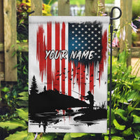 Custom Flag American Fishing Garden Flag Fish Silhouette in Grunge Patriotic - Wonder Print Shop