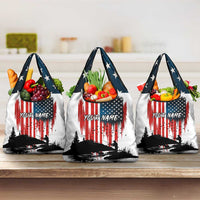 Custom Flag American Fishing Grocery Bag Fish Silhouette in Grunge Patriotic - Wonder Print Shop