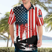 Custom Flag American Fishing Hawaiian Shirt Fish Silhouette in Grunge Patriotic - Wonder Print Shop