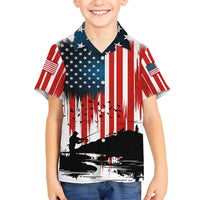 Custom Flag American Fishing Hawaiian Shirt Fish Silhouette in Grunge Patriotic - Wonder Print Shop