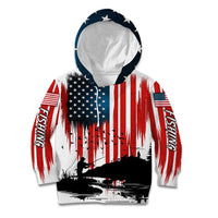 Custom Flag American Fishing Kid Hoodie Fish Silhouette in Grunge Patriotic - Wonder Print Shop