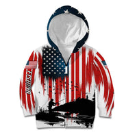 Custom Flag American Fishing Kid Hoodie Fish Silhouette in Grunge Patriotic - Wonder Print Shop