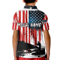 Custom Flag American Fishing Kid Polo Shirt Fish Silhouette in Grunge Patriotic - Wonder Print Shop