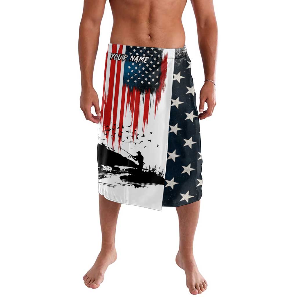 Custom Flag American Fishing Lavalava Fish Silhouette in Grunge Patriotic - Wonder Print Shop