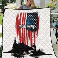 Custom Flag American Fishing Quilt Fish Silhouette in Grunge Patriotic - Wonder Print Shop