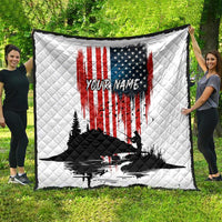 Custom Flag American Fishing Quilt Fish Silhouette in Grunge Patriotic - Wonder Print Shop