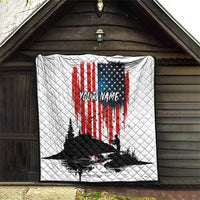Custom Flag American Fishing Quilt Fish Silhouette in Grunge Patriotic - Wonder Print Shop