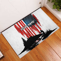 Custom Flag American Fishing Rubber Doormat Fish Silhouette in Grunge Patriotic - Wonder Print Shop