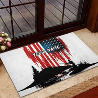 Custom Flag American Fishing Rubber Doormat Fish Silhouette in Grunge Patriotic - Wonder Print Shop