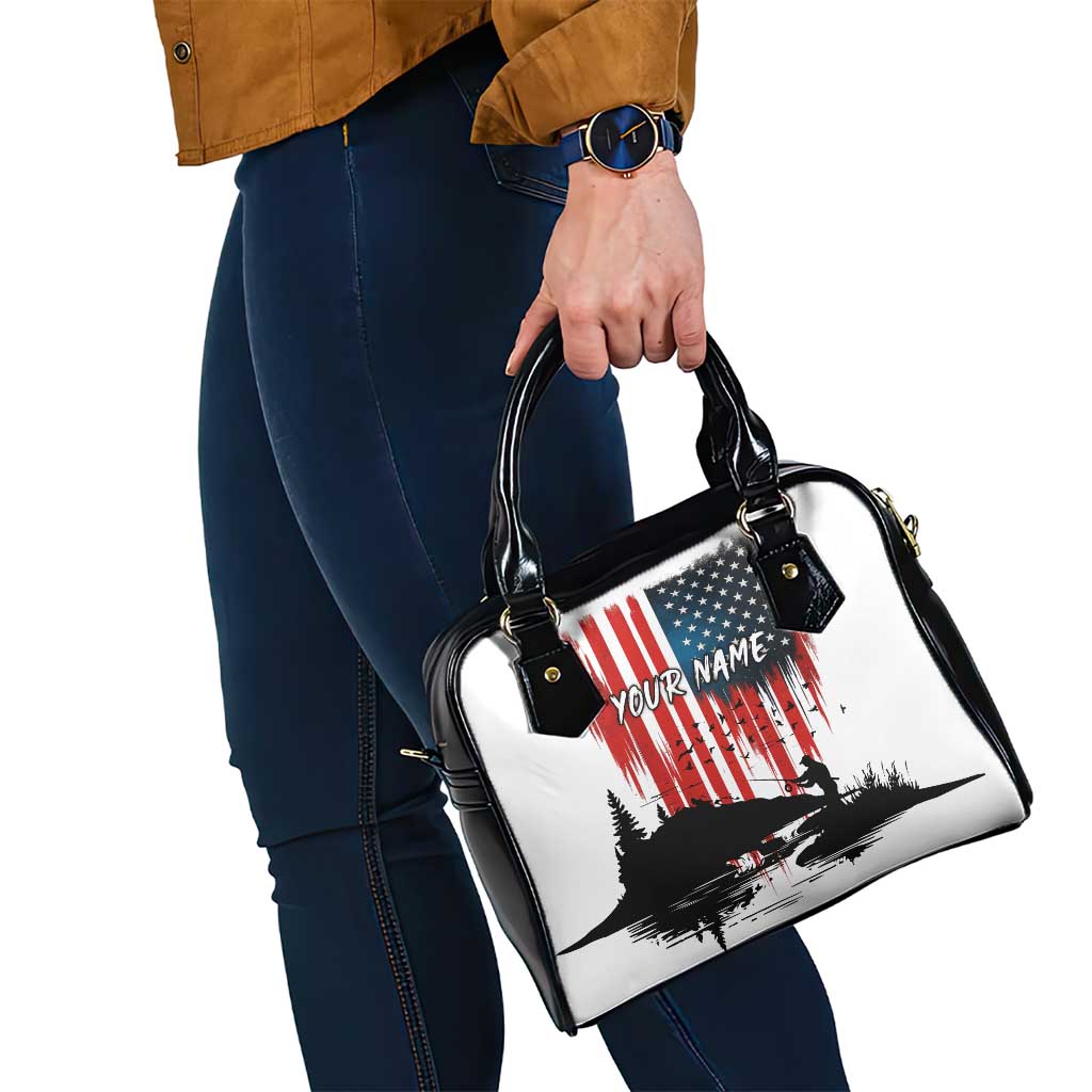 Custom Flag American Fishing Shoulder Handbag Fish Silhouette in Grunge Patriotic - Wonder Print Shop