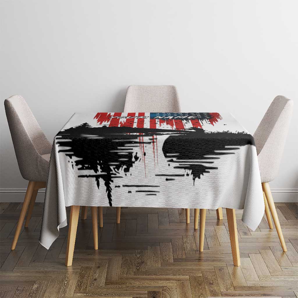 Custom Flag American Fishing Tablecloth Fish Silhouette in Grunge Patriotic - Wonder Print Shop