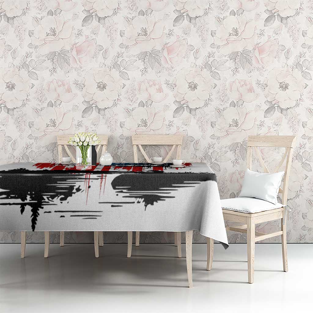 Custom Flag American Fishing Tablecloth Fish Silhouette in Grunge Patriotic - Wonder Print Shop