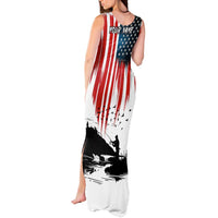 Custom Flag American Fishing Tank Maxi Dress Fish Silhouette in Grunge Patriotic - Wonder Print Shop