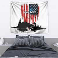 Custom Flag American Fishing Tapestry Fish Silhouette in Grunge Patriotic - Wonder Print Shop
