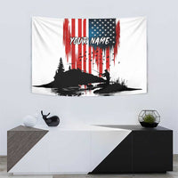 Custom Flag American Fishing Tapestry Fish Silhouette in Grunge Patriotic - Wonder Print Shop
