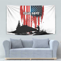 Custom Flag American Fishing Tapestry Fish Silhouette in Grunge Patriotic - Wonder Print Shop