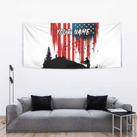 Custom Flag American Fishing Tapestry Fish Silhouette in Grunge Patriotic - Wonder Print Shop