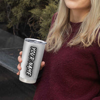 Custom Flag American Fishing Tumbler Cup Fish Silhouette in Grunge Patriotic - Wonder Print Shop