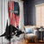 Custom Flag American Fishing Window Curtain Fish Silhouette in Grunge Patriotic - Wonder Print Shop