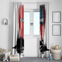 Custom Flag American Fishing Window Curtain Fish Silhouette in Grunge Patriotic - Wonder Print Shop