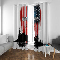 Custom Flag American Fishing Window Curtain Fish Silhouette in Grunge Patriotic - Wonder Print Shop