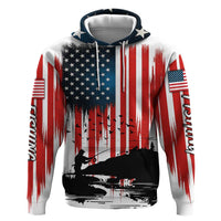 Custom Flag American Fishing Zip Hoodie Fish Silhouette in Grunge Patriotic - Wonder Print Shop
