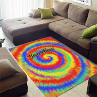 Colorful Tie Dye Spiral Goft Area Rug Custom Name in Retro Psychedelic Style Design - Wonder Print Shop