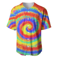 Colorful Tie Dye Spiral Goft Baseball Jersey Custom Name in Retro Psychedelic Style Design - Wonder Print Shop