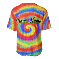 Colorful Tie Dye Spiral Goft Baseball Jersey Custom Name in Retro Psychedelic Style Design - Wonder Print Shop