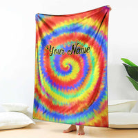 Colorful Tie Dye Spiral Goft Blanket Custom Name in Retro Psychedelic Style Design - Wonder Print Shop