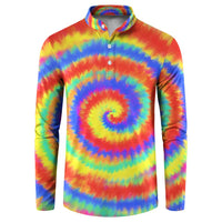 Colorful Tie Dye Spiral Goft Button Sweatshirt Custom Name in Retro Psychedelic Style Design - Wonder Print Shop