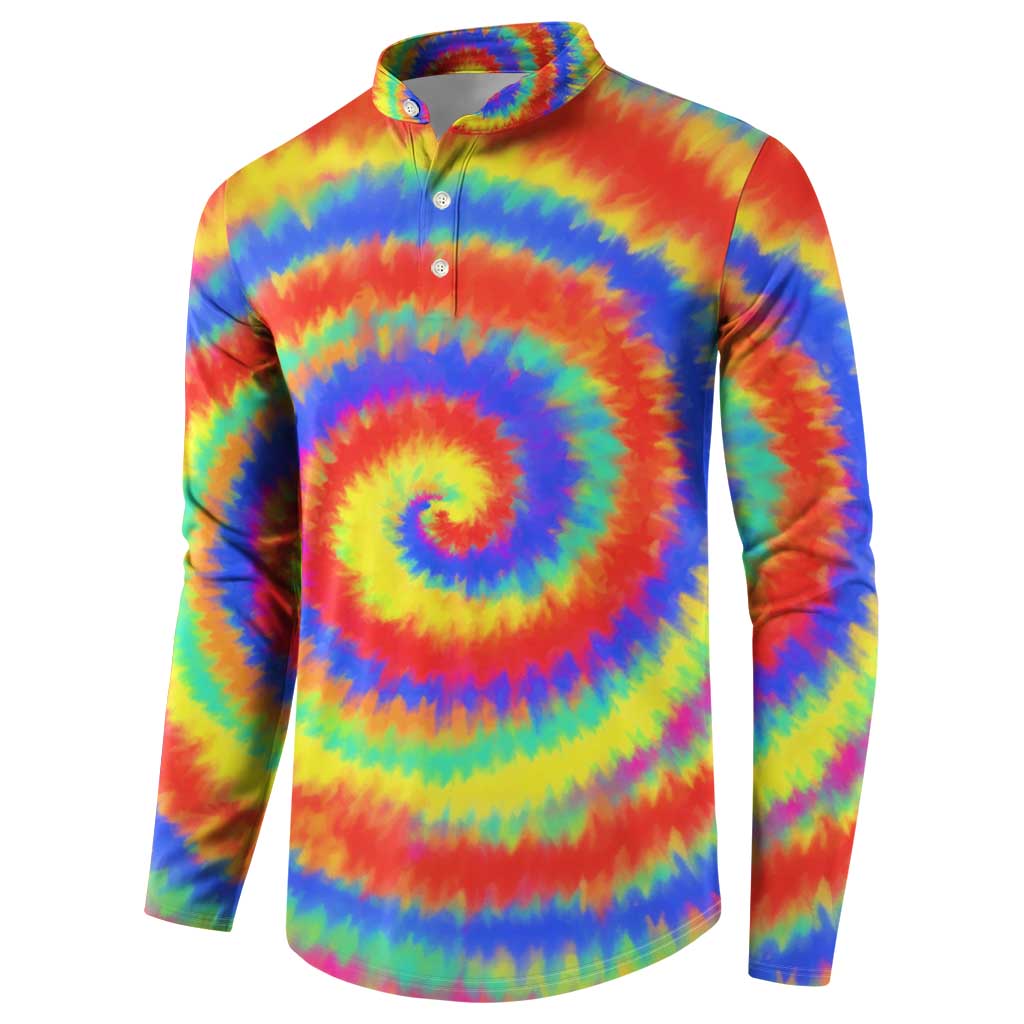 Colorful Tie Dye Spiral Goft Button Sweatshirt Custom Name in Retro Psychedelic Style Design - Wonder Print Shop