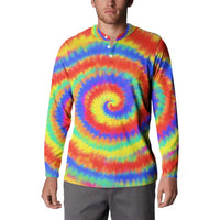 Colorful Tie Dye Spiral Goft Button Sweatshirt Custom Name in Retro Psychedelic Style Design - Wonder Print Shop