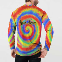 Colorful Tie Dye Spiral Goft Button Sweatshirt Custom Name in Retro Psychedelic Style Design - Wonder Print Shop