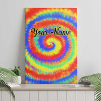 Colorful Tie Dye Spiral Goft Canvas Wall Art Custom Name in Retro Psychedelic Style Design - Wonder Print Shop