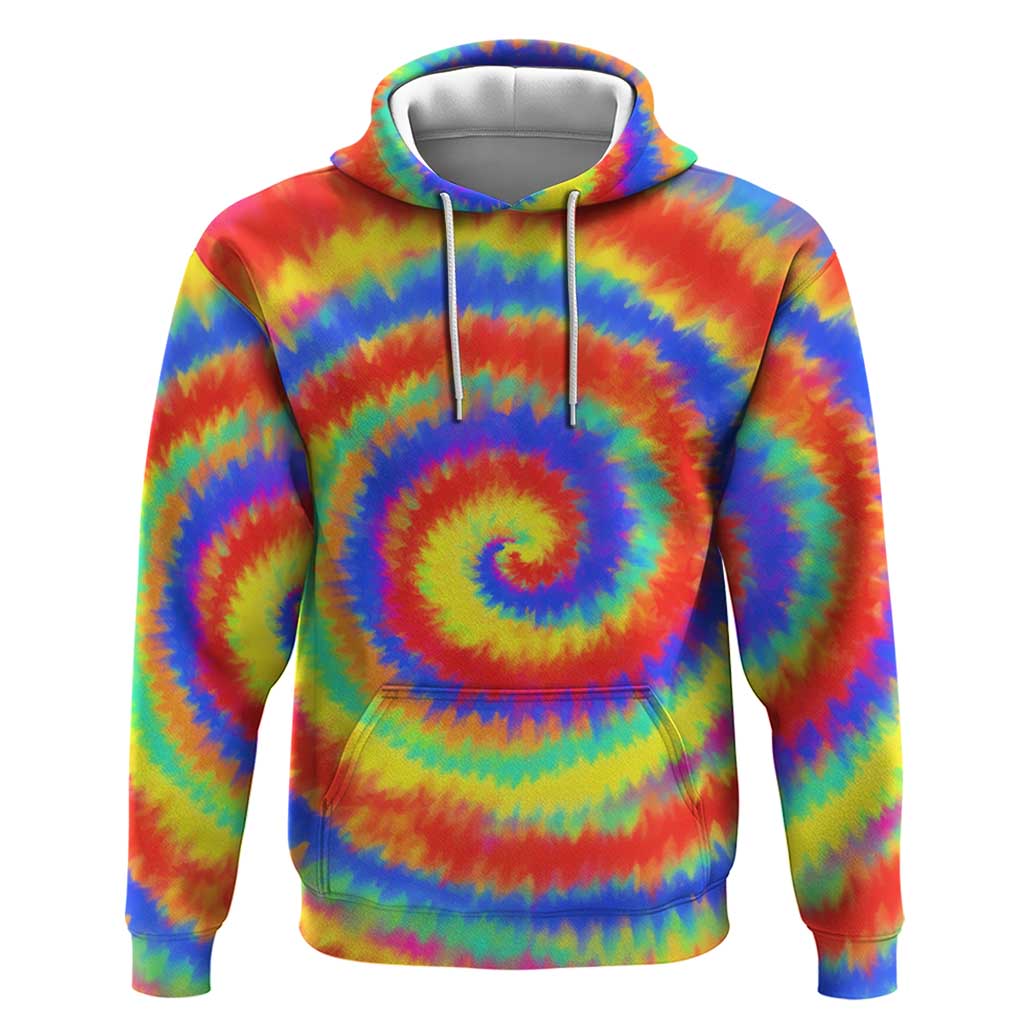 Colorful Tie Dye Spiral Goft Hoodie Custom Name in Retro Psychedelic Style Design - Wonder Print Shop