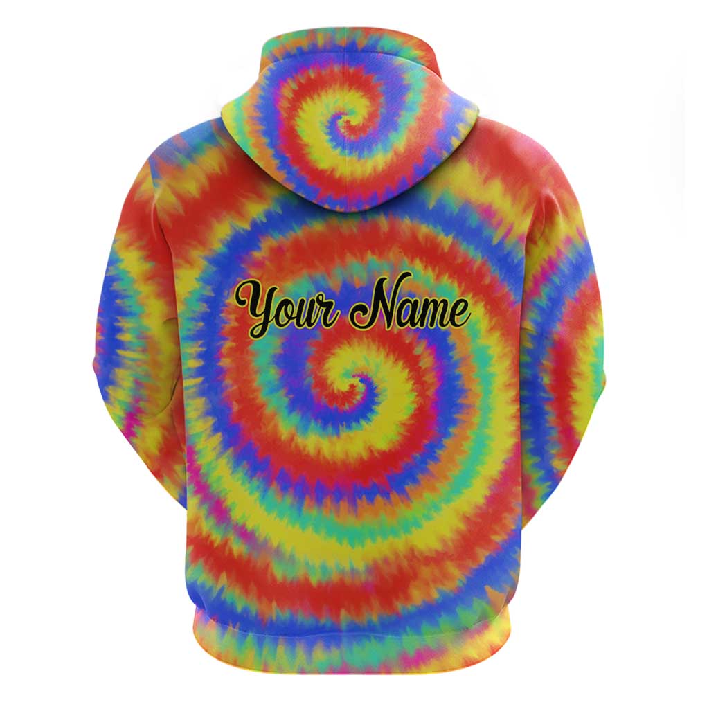 Colorful Tie Dye Spiral Goft Hoodie Custom Name in Retro Psychedelic Style Design - Wonder Print Shop