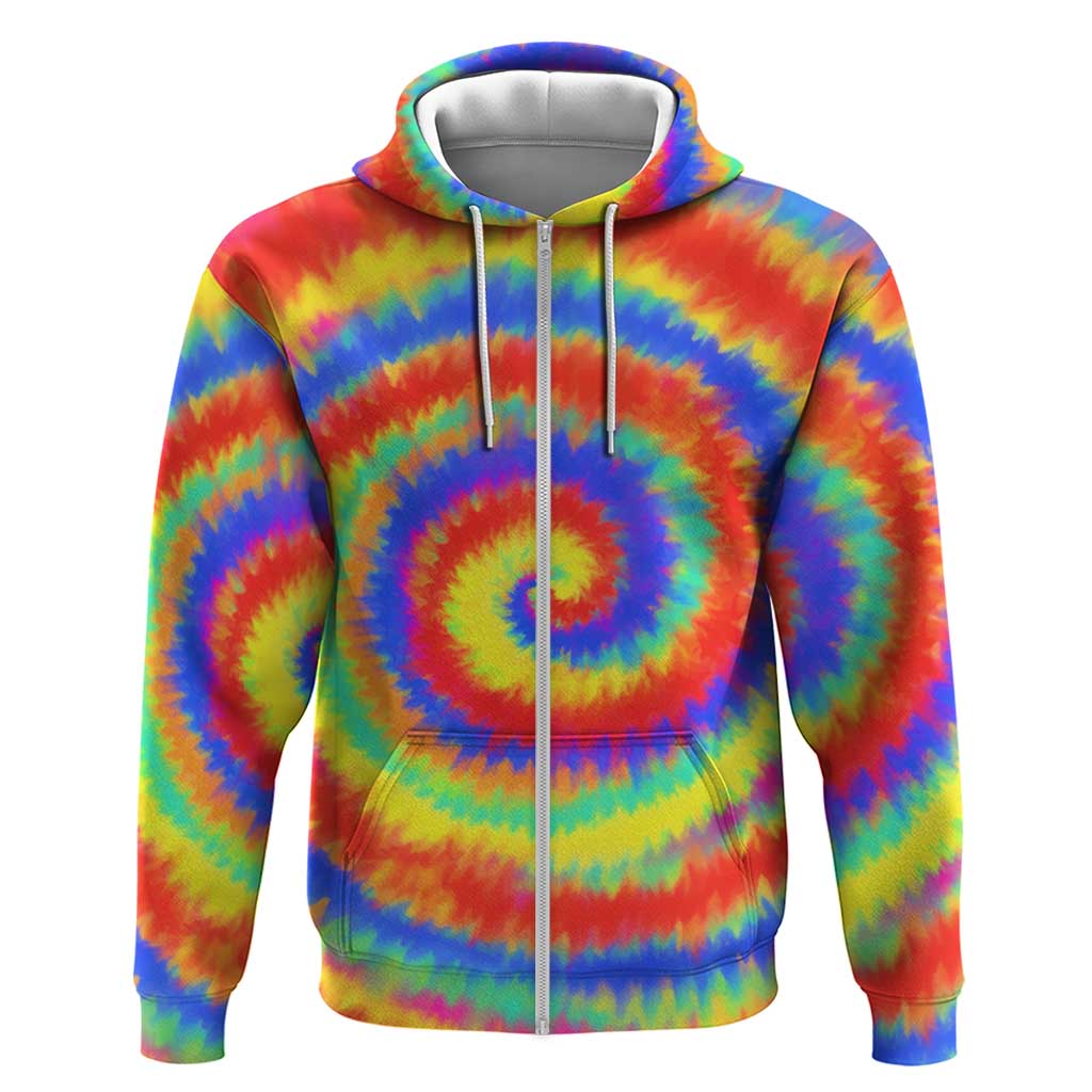 Colorful Tie Dye Spiral Goft Hoodie Custom Name in Retro Psychedelic Style Design - Wonder Print Shop