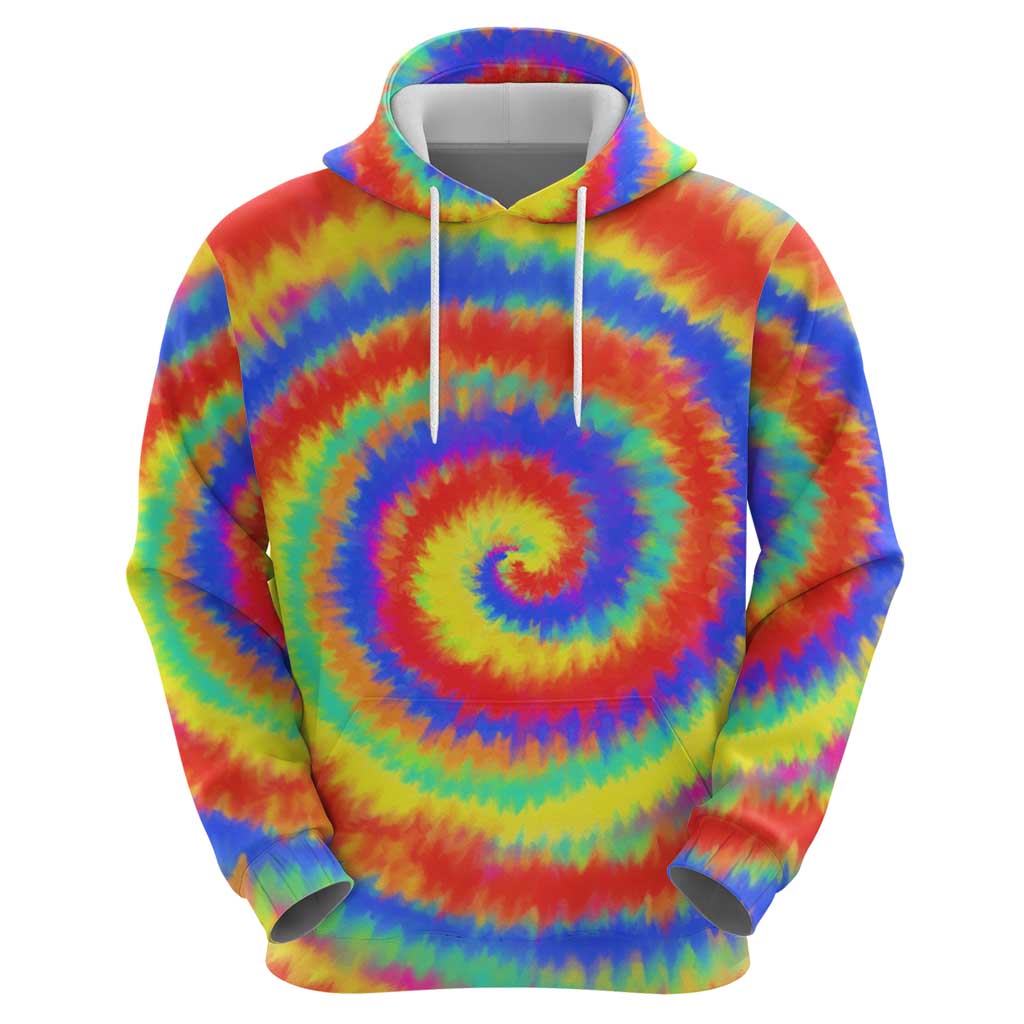 Colorful Tie Dye Spiral Goft Hoodie Custom Name in Retro Psychedelic Style Design - Wonder Print Shop