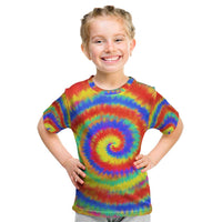 Colorful Tie Dye Spiral Goft Kid T Shirt Custom Name in Retro Psychedelic Style Design - Wonder Print Shop