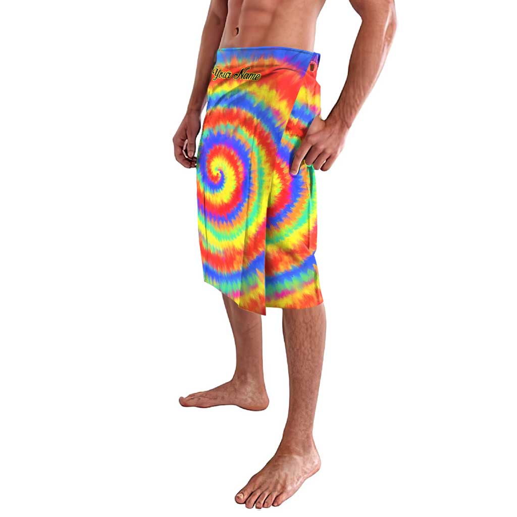 Colorful Tie Dye Spiral Goft Lavalava Custom Name in Retro Psychedelic Style Design - Wonder Print Shop
