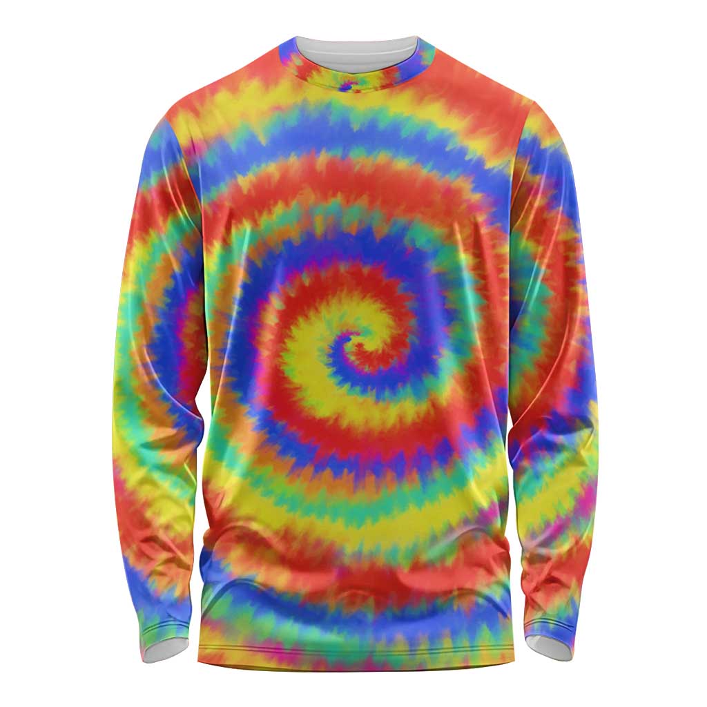 Colorful Tie Dye Spiral Goft Long Sleeve Shirt Custom Name in Retro Psychedelic Style Design - Wonder Print Shop
