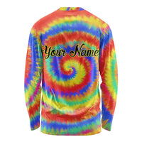 Colorful Tie Dye Spiral Goft Long Sleeve Shirt Custom Name in Retro Psychedelic Style Design - Wonder Print Shop
