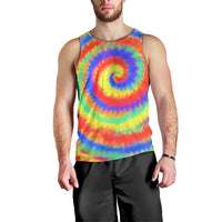 Colorful Tie Dye Spiral Goft Men Tank Top Custom Name in Retro Psychedelic Style Design - Wonder Print Shop