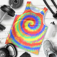 Colorful Tie Dye Spiral Goft Men Tank Top Custom Name in Retro Psychedelic Style Design - Wonder Print Shop