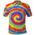 Colorful Tie Dye Spiral Goft Polo Shirt Custom Name in Retro Psychedelic Style Design - Wonder Print Shop
