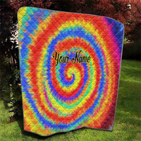Colorful Tie Dye Spiral Goft Quilt Custom Name in Retro Psychedelic Style Design - Wonder Print Shop