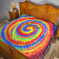 Colorful Tie Dye Spiral Goft Quilt Custom Name in Retro Psychedelic Style Design - Wonder Print Shop